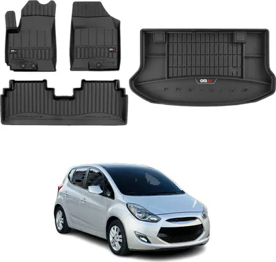 Image de OMAC Tapis & bac de coffre Set pour Hyundai ix20 2010-2019 Caoutchouc noir 4x