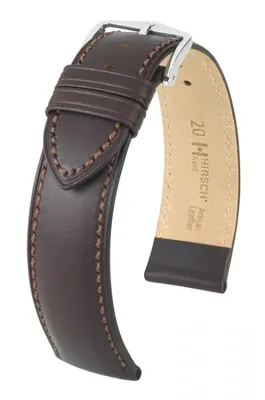 Produktbild von HIRSCH Kent- unstrukturiertes Leder in verschiedenen Farben (Länge: L (120mm / 80mm) / Anstoßbreite: 18 (zu 16) / Schließe: Edelstahl (Silber) / Sonderanfertigung*: nein / Farbe / Naht: Braun matt / Braun / Polsterung (Ansatz / Schließe) in mm: 4,0 mm / 2,5 mm)