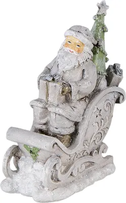 Produktbild von Clayre & Eef Figur Weihnachtsmann 10x6x13 cm Grau Kunststoff