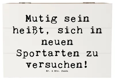 Produktbild von Mr. & Mrs. Panda Box Spruch Neue Sportart versuchen 22 x 15 cm - Weiß - Geschenk, Truhe, sich, Mutmacher, Vertrauem, Tanzen, Schatulle, Abenteuer, Holzbox, Inspiration