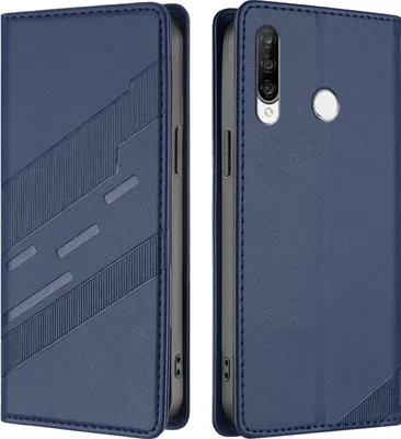 Produktbild von Hülle für Huawei P30 Lite, Kunstleder Brieftaschen Handyhülle mit Kartenfach und Standfunktion Blau