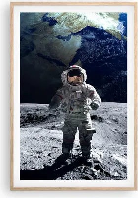 Produktbild von Gerahmtes Poster - Rahmen in heller Eiche - Astronaut Mond Erde Raum - 61x91,5 cm - Wand Bild - Wanddeko - Wandbilder - Wandposter - Bilderrahmen - Bilder - Kunstdruck - Wandbild - P2NPA61x91-2864