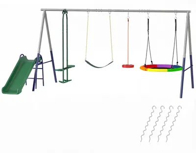 Productafbeelding van AIYAPLAY schommelset 5-in-1, verstelbaar in hoogte, kinderschommelset met glijbaan