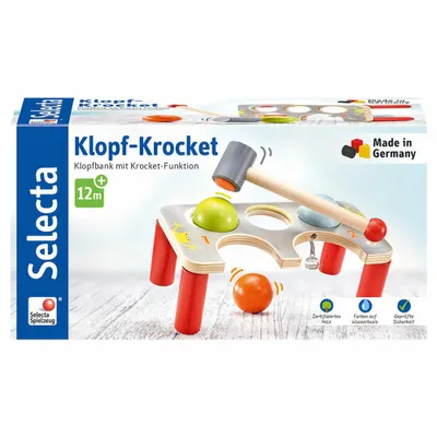Immagine prodotto di Selecta Spielzeug Klopf-Krocket, Klopf Spiel, Kleinkindspiel, Kleinkindspielzeug, Holz, 22 cm, 62060