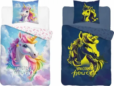 Produktbild von Baumwollbettwäsche, Kinderbettwäsche, im Dunkeln leuchtend 140x200 5547a Einhorn