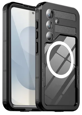 Zdjęcie produktu dla Wodoodporne etui SHELLBOX MARS z metalowym pierścieniem do telefonu SAMSUNG S25, kolor czarny