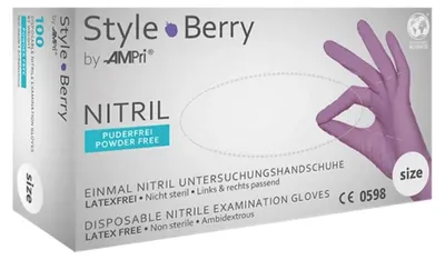 Produktbild von STYLE BERRY, Nitril-Untersuchungshandschuh, puderfrei, lila, Gr. M | Box (100 Stück)