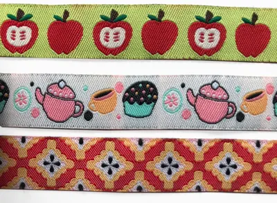 Produktbild von 3x Webband 6m m Gewebeband DIY Ripsband Borte Bordüre Kind Apfel Baum Muster 1