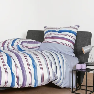 Produktbild von Janine Mako-Satin Bettwäsche J.D. 87094 traubenmischung dunstblau 155x220 cm + 80x80 cm