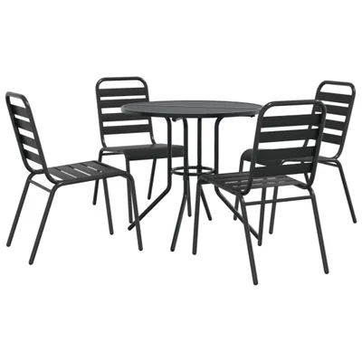 Produktbild von Gartenstuhl-Set 5-tlg. Stapelbar Pulverbeschichteter Stahl