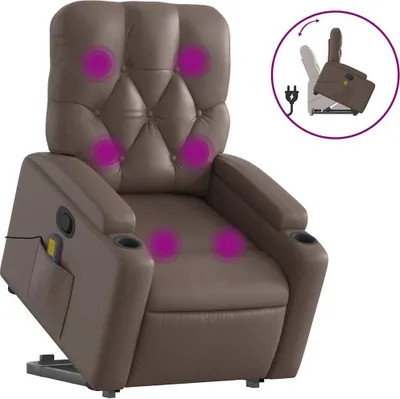 Produktbild von vidaXL Massagesessel mit Aufstehhilfe Braun Kunstleder