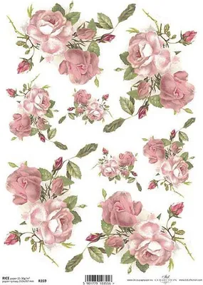 Immagine prodotto di ITD Carta di riso per decoupage, tecnica di servizio, fiori e rose R0359