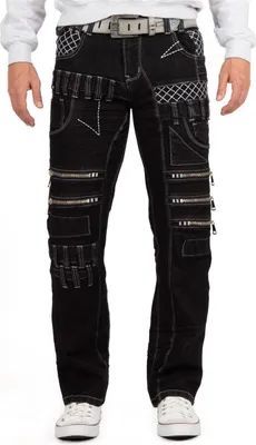 Produktbild von Kosmo Lupo Herren Regular Fit Jeans Stonewashed KM8006 Black W30/L32