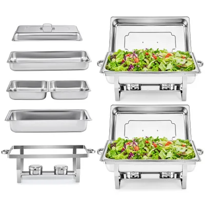 Produktbild von 2 Stk. 9L+9L 1/2&1/1 Chafing Dish Starter Buffet Speisewärmer Warmhaltebehälter Set