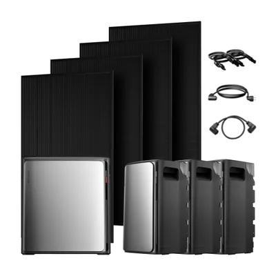 Produktbild von Powerness Balkonkraftwerk mit Speicher 9,6kWh, Ecoflow Stream Ultra X mit Stream AC Pro x3 und 2000W Full Black Bifazial Solarmodule 0% MwSt
