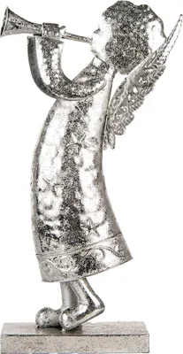 Produktbild von Clayre & Eef Weihnachtsdekorationsfigur Engel 30x15x50 cm Silberfarbig Metall