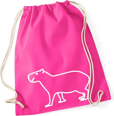 Produktbild von Huuraa Turnbeutel Capybara Silhouette 12 Liter Fuchsia Baumwolle Rucksack Geschenkidee