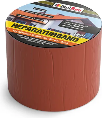 Produktbild von Isolbau Butyl Reparaturband - Ziegelrot, 100 mm x 10 m - Abdichtungsband für das Dach Loch Rohr wWohnmobile - Wasserdichter Schutz gegen Korrosion Witterung & UV-Bestrahlung - Selbstklebende Klebeband Dichtdnad