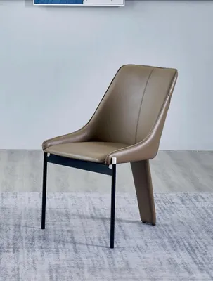 Immagine prodotto di Sedia in ecopelle marrone Sedia moderna monoposto imbottita Struttura in legno