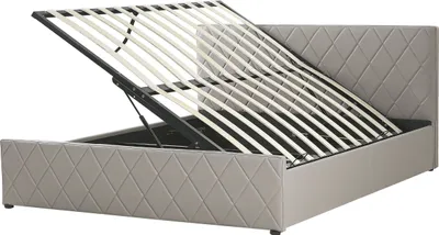 Obrázok produktu pre BELIANI Posteľ s úložným priestorom sivobéžová umelá koža 160 x 200 cm prešívané čalúnenie s čelom lamelový rošt moderný štýl spálňa