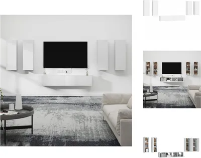 Obrázok produktu pre vidaXL 6-dielny set TV skriniek biely materiál na báze dreva - TV nábytok