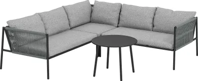 Produktbild von Gartenmöbel Set Polyrattan Lounge-Set mit Ecksofa Tisch Kissen für 6 Personen Dunkelgrau