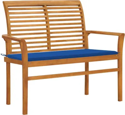 Produktbild von Gartenbank mit Königsblauer Auflage 112 cm Massivholz Teak