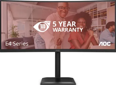 Produktbild von AOC CU34E4C, 86,4 cm (34"), 3440 x 1440 Pixel, UltraWide Quad HD, LED, 4 ms, Schwarz