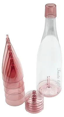 5-teiliges Champagnerglas-Set, stapelbar, unzerbrechlich, klar, rosa