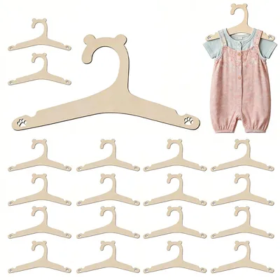 Produktbild von 20er Set Kinder-Kleiderbügel, 22.7cm × 12cm × 0.3cm, stapelbar, mit Hosenstange, rutschfeste, abgerundete Schultern, schützt Kleidung vor Falten