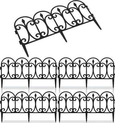 Image de Yakimz 5pcs Clôture de parterre plastique Clôture à enfoncer Clôture de parterre noire