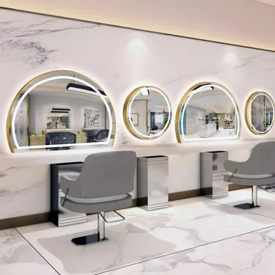 Produktbild von Friseur-/Barbier-Spiegelkonsole 100x80 LED PRO Gold, KI-generiertes Bild