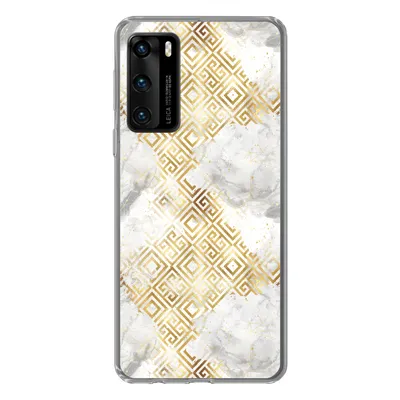 Produktbild von MuchoWow® Handyhülle Schutzhülle Hülle für Huawei P40 Gold - Marmor - Muster - Geometrie Silikon Softcase Handy Hülle - Handytasche