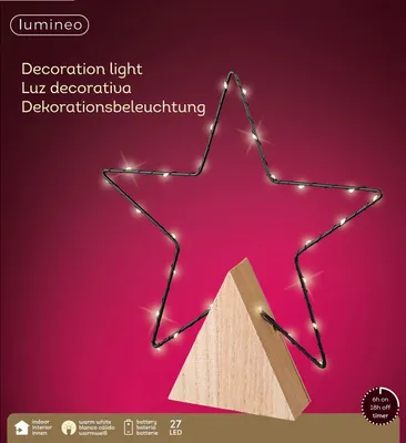 Produktbild von Lumineo LED Stern-Beleuchtung 27 LED, warm weiß, batteriebetrieben
