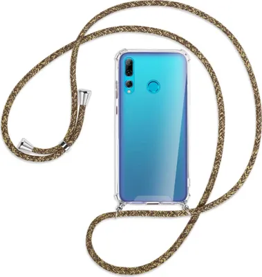 Produktbild von Handykette Backcover-Schutzhülle mit Band (Metall silberfarben) für Huawei P Smart Plus 2019 - braun+beige