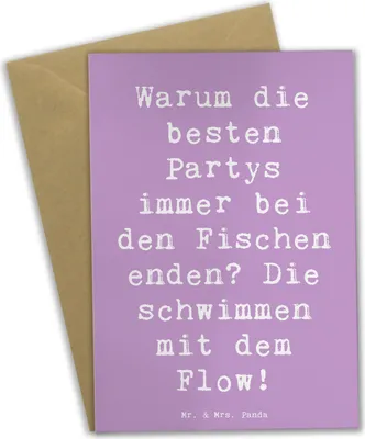 Produktbild von Mr. & Mrs. Panda babykarte Spruch Fische Flow Spaß - Lavendeltraum - Geschenk, vatertagskarte, Party, Verbindung, osterkarte, Meeresschutzfreunde, Geschenke Astrologie