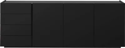 Produktbild von Miliboo - Schwarzes Hochglanz Sideboard mit 3 Türen 4 Schubladen L200 cm ISAURE