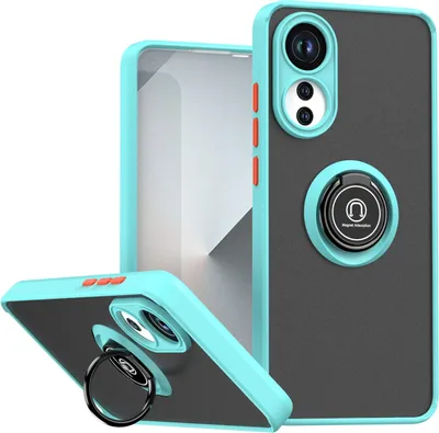 Produktbild von Hülle für Oppo A78 4G Matte Transluzent TPU Stoßfest Schutzhülle mit Ring Halter Ständer Hellblau