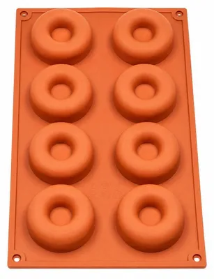 Produktbild von Silikon Donutform Backform - 8 Mulden - Schokoladenform - Braun - Antihaftbeschichtung