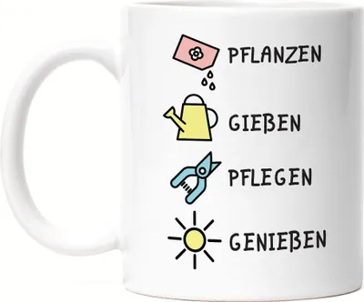 Produktbild von Pflanzen Gießen Pflegen Genießen Tasse Hobby-Gärtner Pflanzen Garten Blumen Geschenkidee