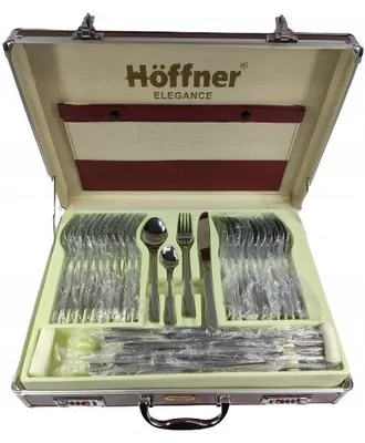 Produktbild von Besteckset Hoffner 72-teilig Edelstahl matt für 12 Personen mit Aluminiumkoffer