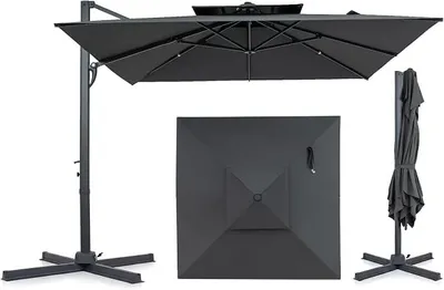 Imagen del producto de Sombrilla con doble cubierta, 300 x 300 cm, sombrilla tipo paraguas de aluminio