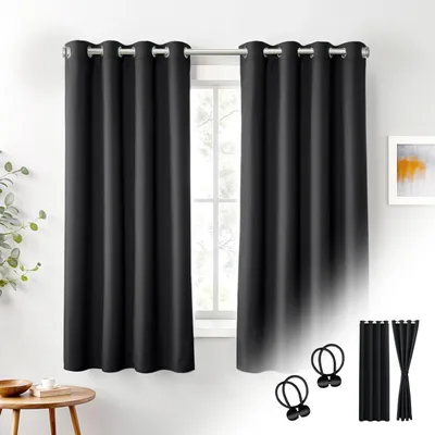 Blickdichte Vorhänge 2er-Set mit Magnet-Haltern, 160x135 cm, schwarz