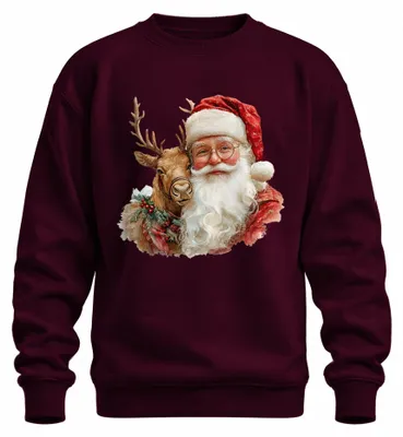 Produktbild von Weihnachtsmann Rentier Weihnachten Santa Claus Nikolaus Sweatshirt Pullover, Burgundy, 3XL
