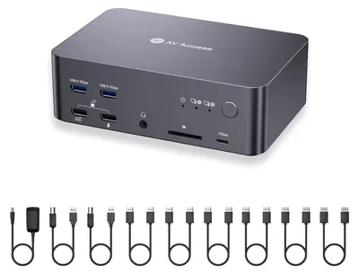 Productafbeelding van Laptop Dockingstation 3 Monitoren 8K 165Hz - 6 USB 3.0 Poorten - DisplayPort