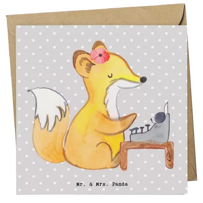 Produktbild von Mr. & Mrs. Panda Grußkarte Assistentin Herz - Grau Pastell - Geschenk, anlasskarte, Glückwunschkarte, doppelkarte, Klappkarte, faltkarte