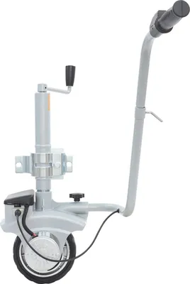 Immagine prodotto di Ruota di supporto elettrica - Supporto timone - 12 V - 350 W - Portata 2270 kg - Carico ruota 272 kg - Inclinazione 5° - Per rimorchi e roulotte - Nero