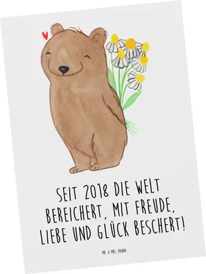 Produktbild von Mr. & Mrs. Panda Grußkarte 2018 Geburtstag - Weiß - Geschenk, Freundschaft, Postkarte, Spruch, Kunstkarten, Postkarten, Glück, Ansichtskarte, Glückwunsch, Erinnerung