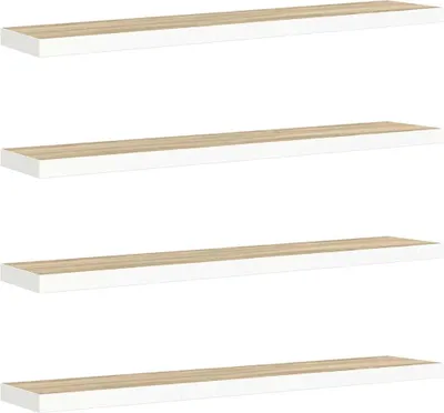 Immagine prodotto di vidaXL Mensole sospese 4 pz. Rovere e bianco 120x23,5x3,8 cm MDF