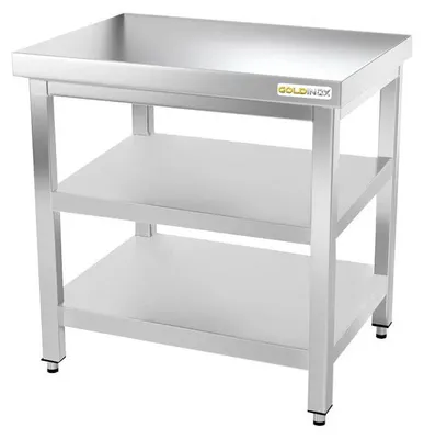 Image de Table de travail en inox 800 x 500 mm avec 2 étagères PREMIUM - GOLDINOX
